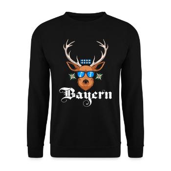 Bayern Blau Weiß Freistaat Bayern Bayerisch - Unisex Pullover - Schwarz - Vorne - Alina (178cm) & Michal (187cm)