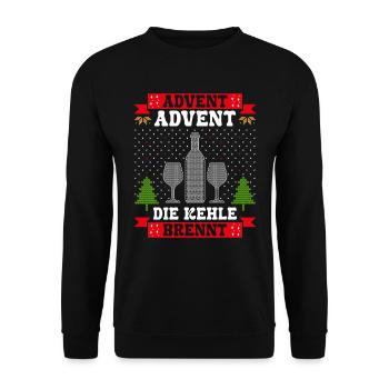 Advent Advent die Kehle Brennt Glühweintopf - Unisex Pullover - Schwarz - Vorne - Alina (178cm) & Michal (187cm)