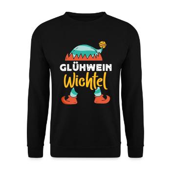 Glühwein Wichtel Weihnachten Glühweinstand - Unisex Pullover - Schwarz - Vorne - Alina (178cm) & Michal (187cm)