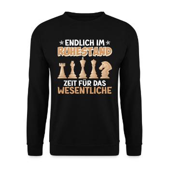 Endlich Ruhestand Zeit für das Wesentliche Schach - Unisex Pullover - Schwarz - Vorne - Alina (178cm) & Michal (187cm)