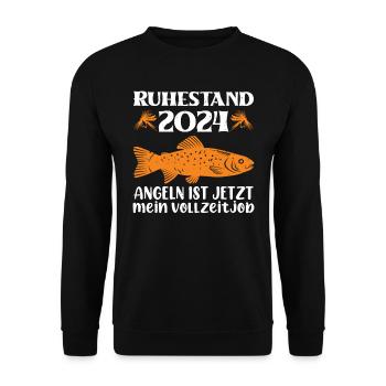 Ruhestand 2024 Angeln ist jetzt Mein Vollzeitjob - Unisex Pullover - Schwarz - Vorne - Alina (178cm) & Michal (187cm)
