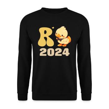 Rente 2024 Entchen Rentenalter Renteneintritt - Unisex Pullover - Schwarz - Vorne - Alina (178cm) & Michal (187cm)