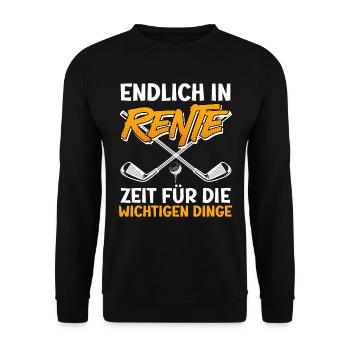 Endlich Rente Zeit für Wichtigen Dinge Golf - Unisex Pullover - Schwarz - Vorne - Alina (178cm) & Michal (187cm)