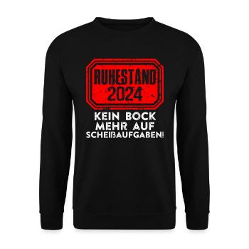 Ruhestand 2024 Kein Bock mehr auf Scheißaufgaben - Unisex Pullover - Schwarz - Vorne - Alina (178cm) & Michal (187cm)