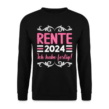 Rentner 2024 Ich habe Fertig Ruhestand Endlich - Unisex Pullover - Schwarz - Vorne - Alina (178cm) & Michal (187cm)