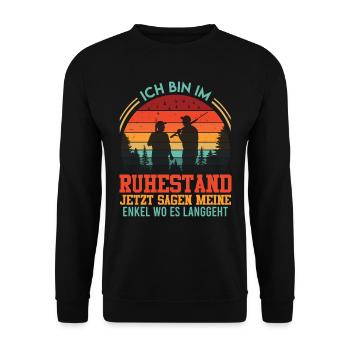 Rente Bin im Ruhestand Jetzt Sagt meine Frau - Unisex Pullover - Schwarz - Vorne - Alina (178cm) & Michal (187cm)