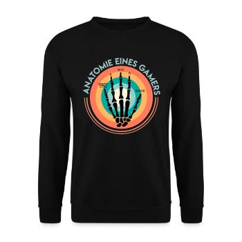 Anatomie eines Gamers Zocken Gaming Fan - Unisex Pullover - Schwarz - Vorne - Alina (178cm) & Michal (187cm)