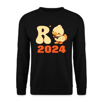 Rente 2024 Entchen Rentenalter Renteneintritt - Unisex Pullover - Schwarz - Vorne - Alina (178cm) & Michal (187cm)