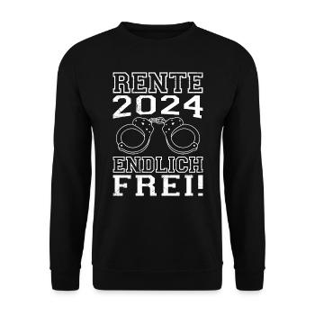 Rente 2024 Endlich Frei! Rentner Rentenalter - Unisex Pullover - Schwarz - Vorne - Alina (178cm) & Michal (187cm)