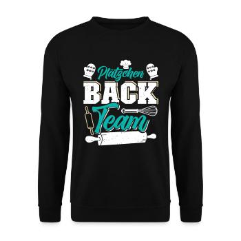 Plätzchen Back Team Weihnachtsgebäck Kekse - Unisex Pullover - Schwarz - Vorne - Alina (178cm) & Michal (187cm)