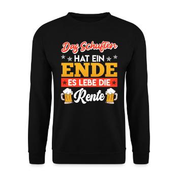 Rentner Das Schuften hat ein ENDE Biertrinker - Unisex Pullover - Schwarz - Vorne - Alina (178cm) & Michal (187cm)