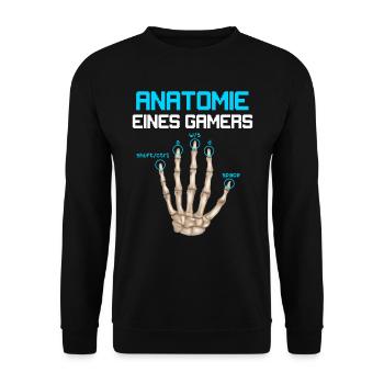 Anatomie eines Gamers Zocker Finger Video Spiel - Unisex Pullover - Schwarz - Vorne - Alina (178cm) & Michal (187cm)
