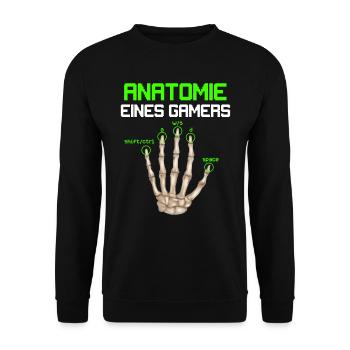 Anatomie eines Gamers Zocker Finger Video Spiel - Unisex Pullover - Schwarz - Vorne - Alina (178cm) & Michal (187cm)