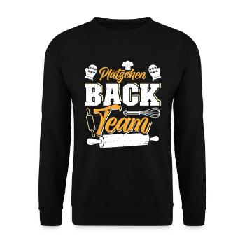 Plätzchen Back Team Weihnachtsgebäck Kekse - Unisex Pullover - Schwarz - Vorne - Alina (178cm) & Michal (187cm)