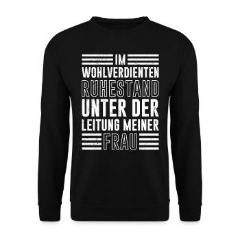 Rentner Retired Under New Management Rente - Unisex Pullover - Schwarz - Vorne - Alina (178cm) & Michal (187cm)