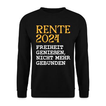 Rente 2024 Freiheit Genießen, nicht mehr Gebunden - Unisex Pullover - Schwarz - Vorne - Alina (178cm) & Michal (187cm)