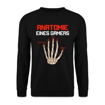 Anatomie eines Gamers Knochenhand Zocker Gaming - Unisex Pullover - Schwarz - Vorne - Alina (178cm) & Michal (187cm)