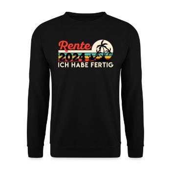 Rente 2024 Ich habe Fertig Renteneintritt - Unisex Pullover - Schwarz - Vorne - Alina (178cm) & Michal (187cm)