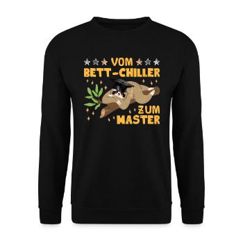 Masterarbeit Geschafft Vom Bett-Chiller zum Master - Unisex Pullover - Schwarz - Vorne - Alina (178cm) & Michal (187cm)