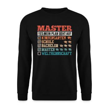 Masterabschluss Master Bestanden Masterarbeit - Unisex Pullover - Schwarz - Vorne - Alina (178cm) & Michal (187cm)