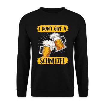 Schnitzel Shirt Bayerisch I don't Give a Schnitzel - Unisex Pullover - Schwarz - Vorne - Alina (178cm) & Michal (187cm)