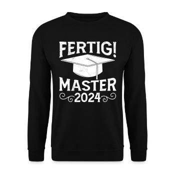 Masterabschluss Fertig! Master 2024 Masterarbeit - Unisex Pullover - Schwarz - Vorne - Alina (178cm) & Michal (187cm)