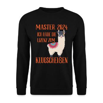 Master 2024 Habe die Lizenz zum Klugscheißen - Unisex Pullover - Schwarz - Vorne - Alina (178cm) & Michal (187cm)