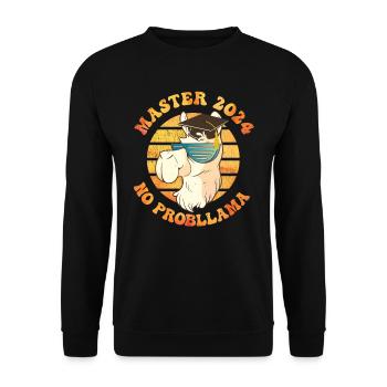 Master 2024 No Prob Llama Masterabschluss - Unisex Pullover - Schwarz - Vorne - Alina (178cm) & Michal (187cm)