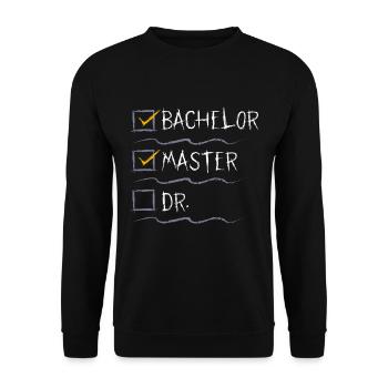 Masterabschluss Bachelor Master Doktor Bestanden - Unisex Pullover - Schwarz - Vorne - Alina (178cm) & Michal (187cm)