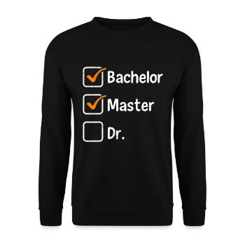 Bachelor Master Doktor Masterabschluss Bestanden - Unisex Pullover - Schwarz - Vorne - Alina (178cm) & Michal (187cm)
