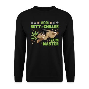 Masterarbeit Geschafft Vom Bett-Chiller zum Master - Unisex Pullover - Schwarz - Vorne - Alina (178cm) & Michal (187cm)