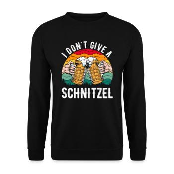 Schnitzel Shirt Bayerisch I don't Give a Schnitzel - Unisex Pullover - Schwarz - Vorne - Alina (178cm) & Michal (187cm)