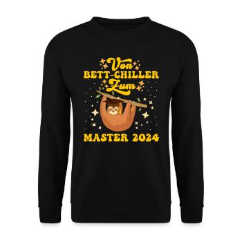 Masterarbeit Geschafft Vom Bett-Chiller zum Master - Unisex Pullover - Schwarz - Vorne - Alina (178cm) & Michal (187cm)