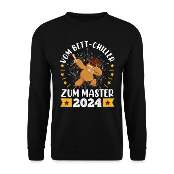 Masterarbeit Bestanden Vom Bett-Chiller zum Master - Unisex Pullover - Schwarz - Vorne - Alina (178cm) & Michal (187cm)