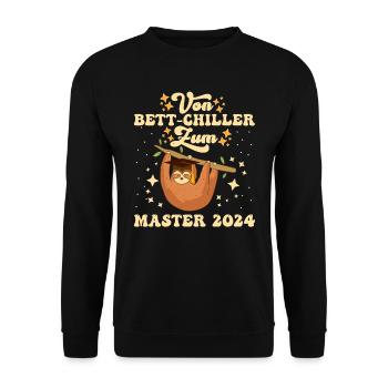 Masterarbeit Geschafft Vom Bett-Chiller zum Master - Unisex Pullover - Schwarz - Vorne - Alina (178cm) & Michal (187cm)