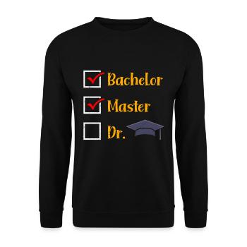 Bachelor Master Doktor Masterabschluss Bestanden - Unisex Pullover - Schwarz - Vorne - Alina (178cm) & Michal (187cm)