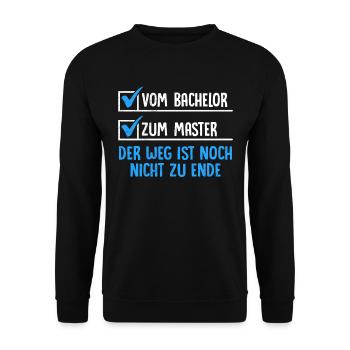 Masterabschluss Vom Bachelor zum Master - Unisex Pullover - Schwarz - Vorne - Alina (178cm) & Michal (187cm)
