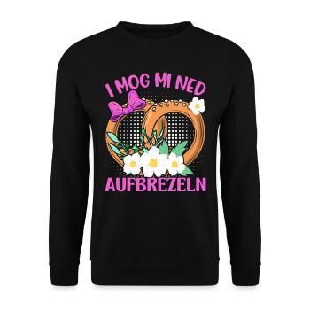 Deutsche Brezeln I Mog Mi ned Aufbrezeln Frauen - Unisex Pullover - Schwarz - Vorne - Alina (178cm) & Michal (187cm)