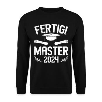 Masterabschluss Fertig! Master 2024 Masterarbeit - Unisex Pullover - Schwarz - Vorne - Alina (178cm) & Michal (187cm)