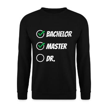 Bachelor Master Doktor Masterabschluss Bestanden - Unisex Pullover - Schwarz - Vorne - Alina (178cm) & Michal (187cm)
