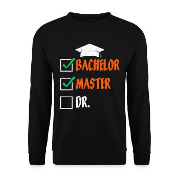 Masterabschluss Bachelor Master Doktor Bestanden - Unisex Pullover - Schwarz - Vorne - Alina (178cm) & Michal (187cm)