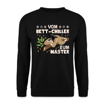 Masterarbeit Geschafft Vom Bett-Chiller zum Master - Unisex Pullover - Schwarz - Vorne - Alina (178cm) & Michal (187cm)