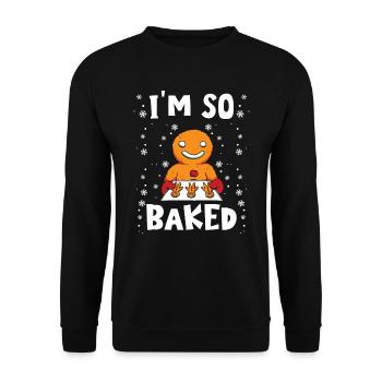 Gingerbread Man I'm so Baked Gingerbread Pastry - Unisex Sweatshirt - black - Front - Alina (178cm) & Michal (187cm)