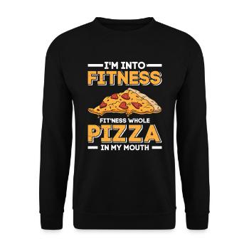 Cuisson de pizzas Je suis dans la forme physique Pizza entière dans la bouche - Sweat-shirt Unisexe - noir - Devant - Alina (178cm) & Michal (187cm)