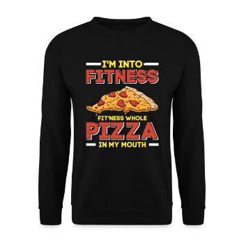 Cuisson de pizzas Je suis dans la forme physique Pizza entière dans la bouche - Sweat-shirt Unisexe - noir - Devant - Alina (178cm) & Michal (187cm)