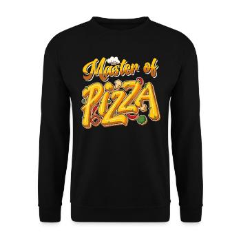 Pizzabäcker Master of Pizza Backfans Pizza Fan - Unisex Pullover - Schwarz - Vorne - Alina (178cm) & Michal (187cm)