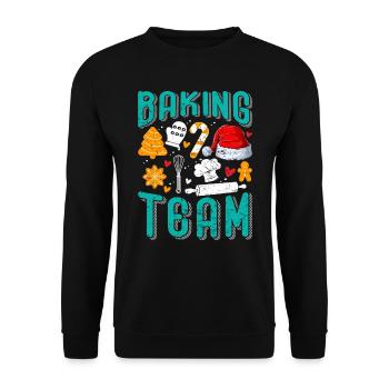 Baking Team Christmas Cookie Baking - Unisex Sweatshirt - black - Front - Alina (178cm) & Michal (187cm)