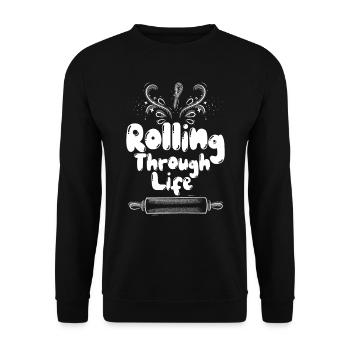 La boulangerie roule à travers la vie des amateurs de pâtisserie - Sweat-shirt Unisexe - noir - Devant - Alina (178cm) & Michal (187cm)