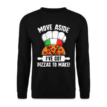 Pizzabäcker Mach Platz ich Muss Pizza Machen - Unisex Pullover - Schwarz - Vorne - Alina (178cm) & Michal (187cm)