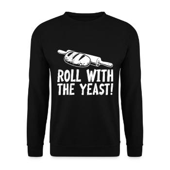 Bread Baking Roll with the Yeast! Rolling pin baking - Unisex Sweatshirt - black - Front - Alina (178cm) & Michal (187cm)